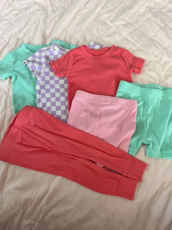 Other - Toddler Ribbed Tee & Shorts Set in Coral, Mint, Pink & Lavender 12-18 months